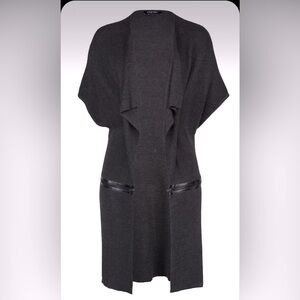 Etcetera Women’s Grey Black And Grey Short Sleeve Long Cardigan With Zip…